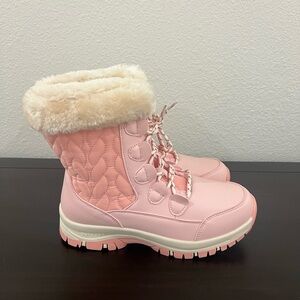 NEW! Binkasen Women’s Pink Snow Boots with Faux Fur Lining size 7